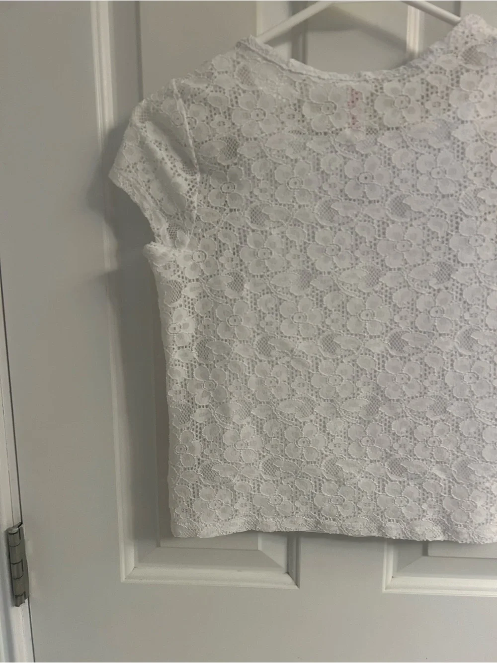Girls Justice White Lace Short Sleeve Top With White Cami